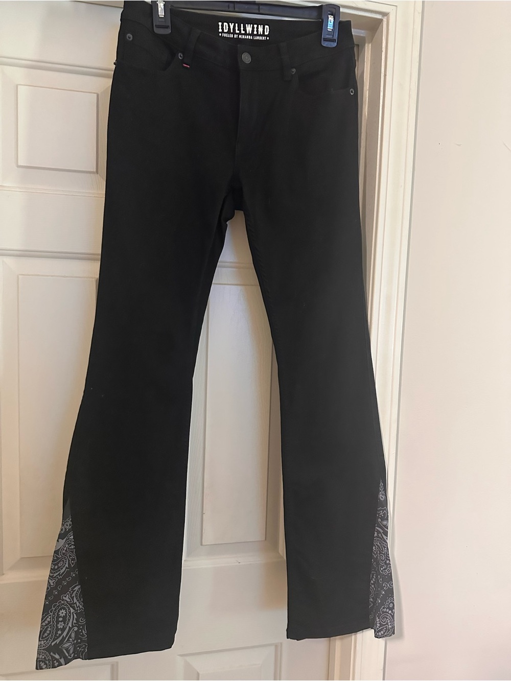 Idyllwind Black Flared Jeans with Paisley Insets